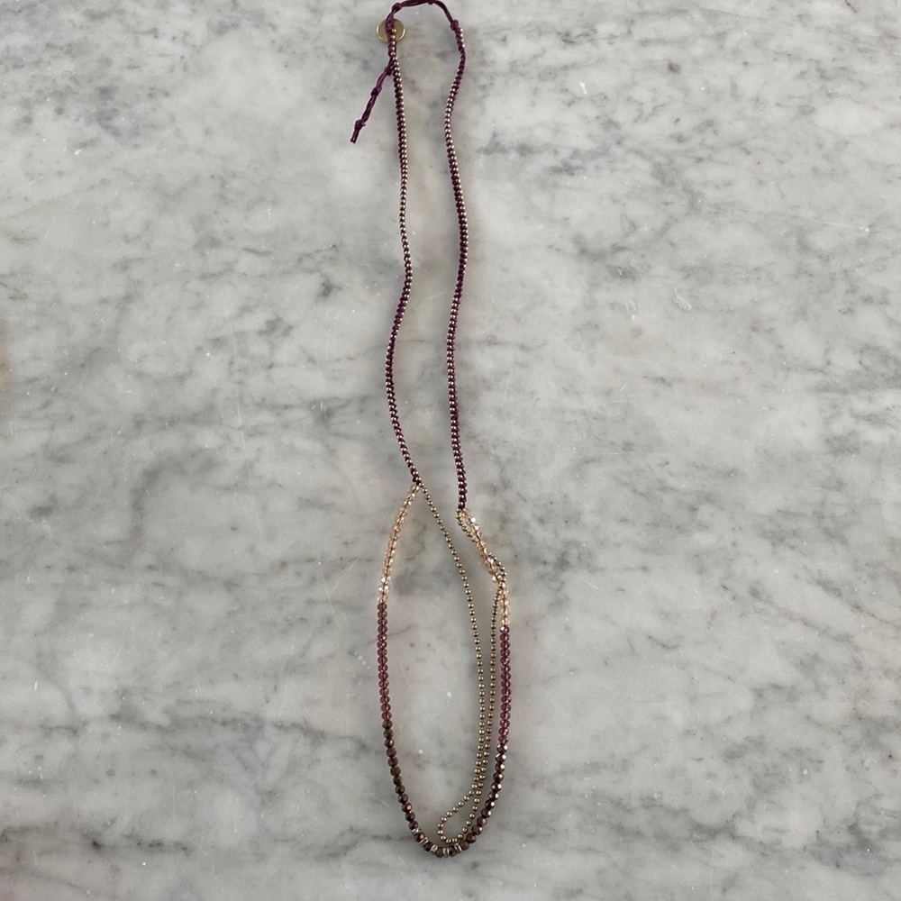 CHLOE + Isabel Delicate Bead + Chain Multi-Wrap Bracelet (Burgundy thin)